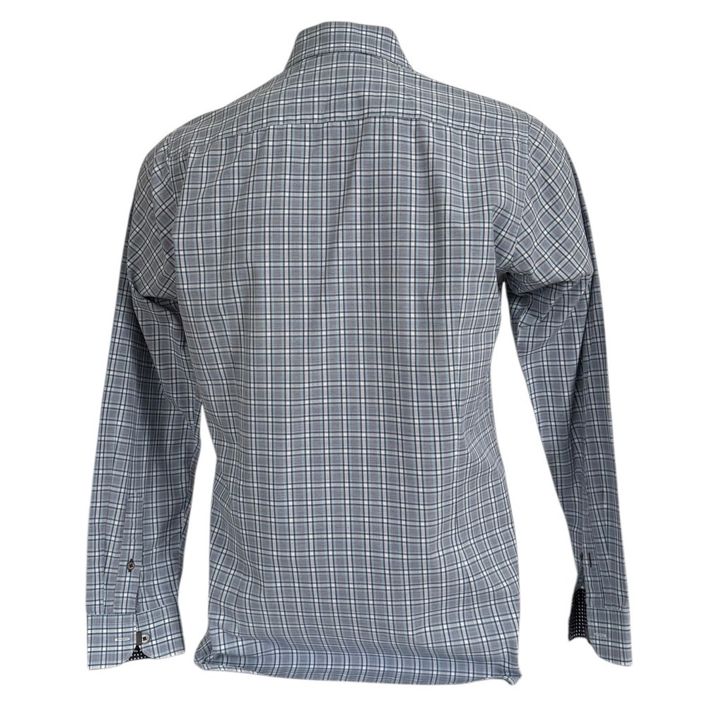 Ted Baker London Mens Size 3 Blue Plaid Long Sleeve Button Down‎ Shirt Flip Cuff - Picture 5 of 10